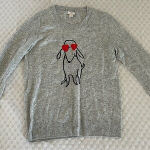 J.Crew sweater merino wool blend heather gray grey dog dachsund doxie Medium